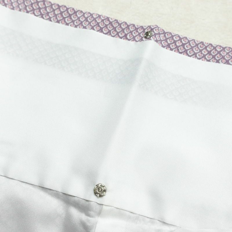 小紋 ポリエステル 古典柄 袷仕立て 身丈157cm 裄丈66.5cm リサイクル着物 着物 紫・藤色_画像18