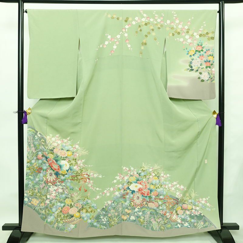 RK381アンティーク子供着物江戸縮緬着丈81センチ裄丈38センチ貴重な着物綺麗 リサイクル着物錦屋