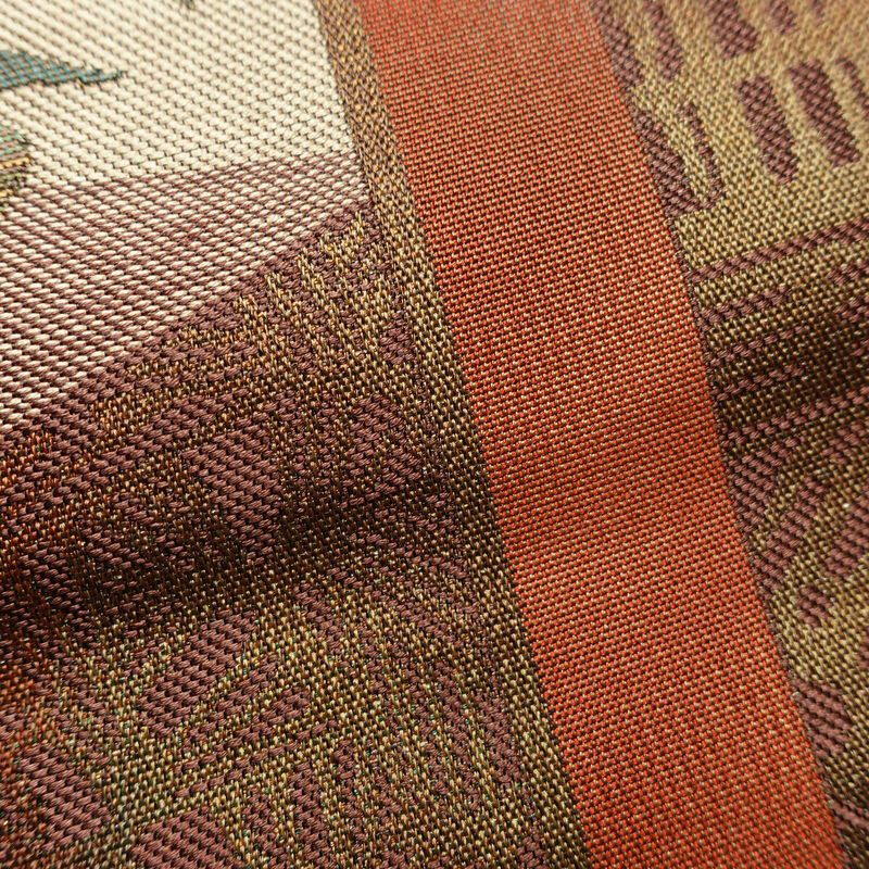 名古屋帯 六通柄 正絹 花柄 松葉仕立て なごや帯 リサイクル帯 帯 多色使い_画像5