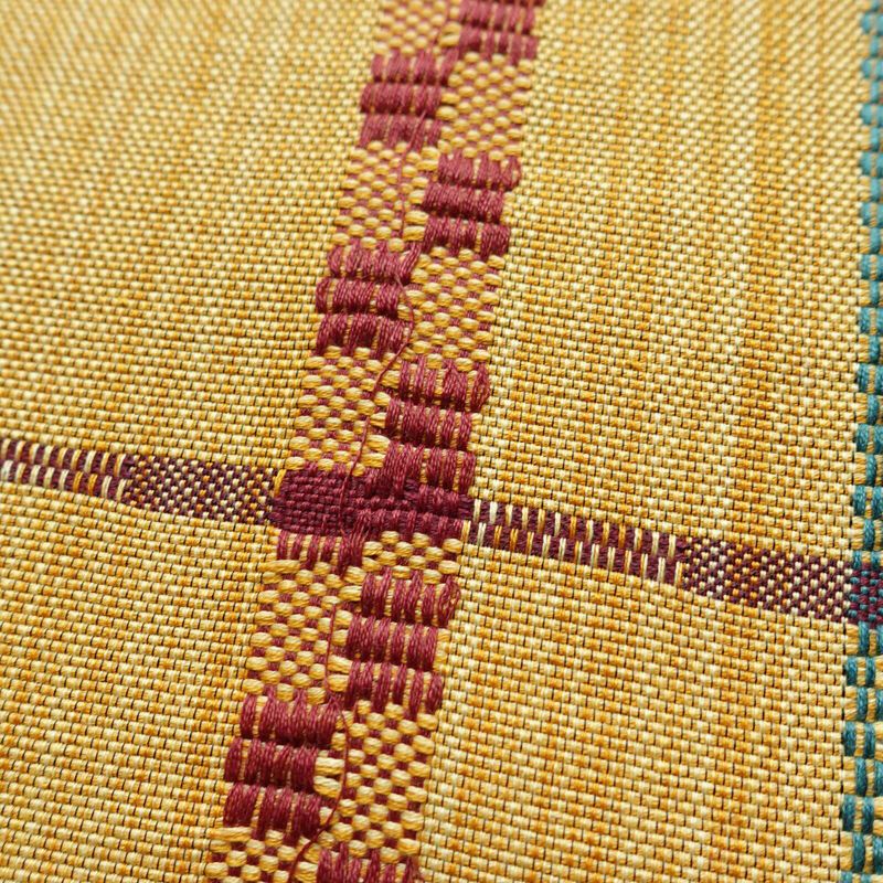 名古屋帯 全通柄 良品 正絹 チェック・格子柄 松葉仕立て なごや帯 リサイクル帯 帯 カジュアル 黄・黄土色_画像3