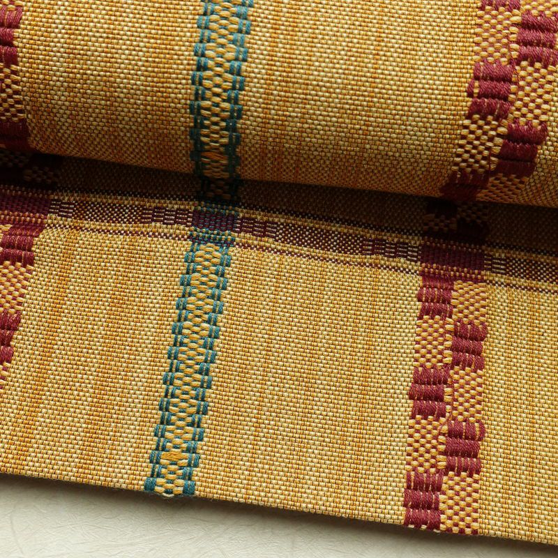 名古屋帯 全通柄 良品 正絹 チェック・格子柄 松葉仕立て なごや帯 リサイクル帯 帯 カジュアル 黄・黄土色_画像7