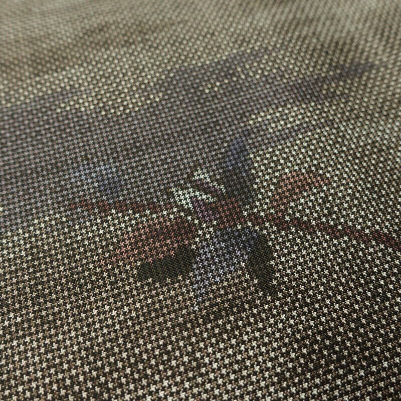 大島紬 良品 証紙あり 正絹 木の葉・植物柄 袷仕立て 身丈160cm 裄丈64.5cm リサイクル着物 一部しつけ糸付き 着物 茶_画像9