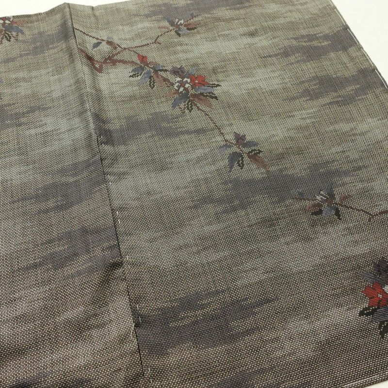 大島紬 良品 証紙あり 正絹 木の葉・植物柄 袷仕立て 身丈160cm 裄丈64.5cm リサイクル着物 一部しつけ糸付き 着物 茶_画像13