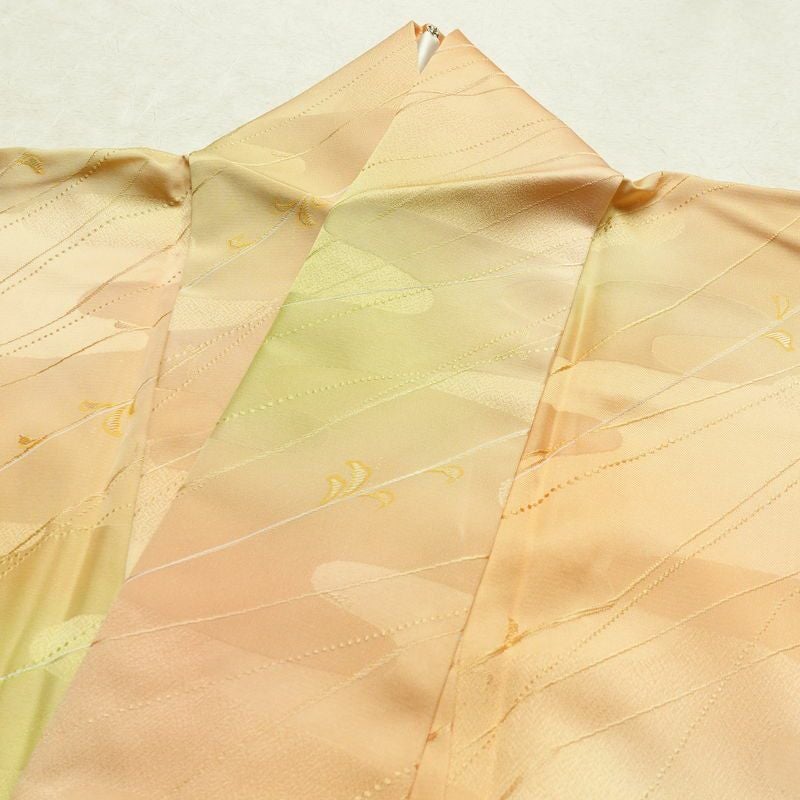 小紋 しつけ糸付き 正絹 古典柄 袷仕立て 身丈160.5cm 裄丈64cm リサイクル着物 着物 シンプル 橙_画像17