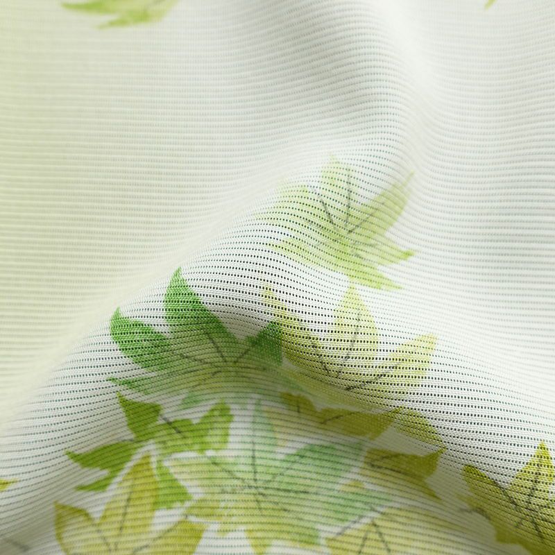 盛夏 絽 小紋 夏用 バチ衿仕立て 正絹 木の葉・植物柄 単衣仕立て 身丈155.5cm 裄丈63cm リサイクル着物 着物 紅葉 緑・うぐいす色_画像21