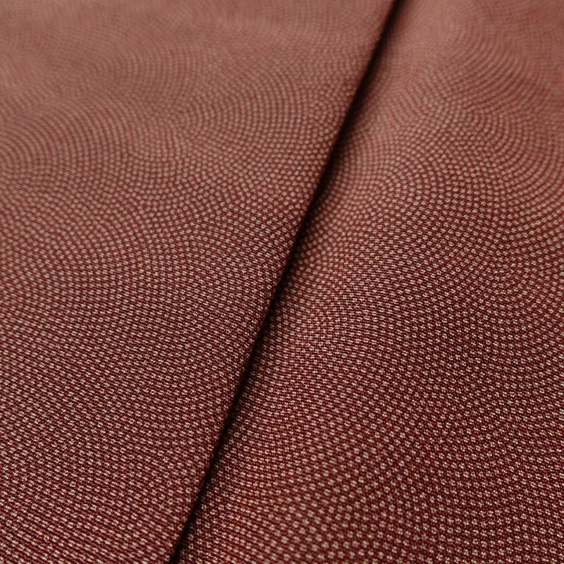 小紋 ポリエステル 鮫小紋 流水・波柄 袷仕立て 身丈160cm 裄丈66cm リサイクル着物 着物 小豆・エンジ_画像10