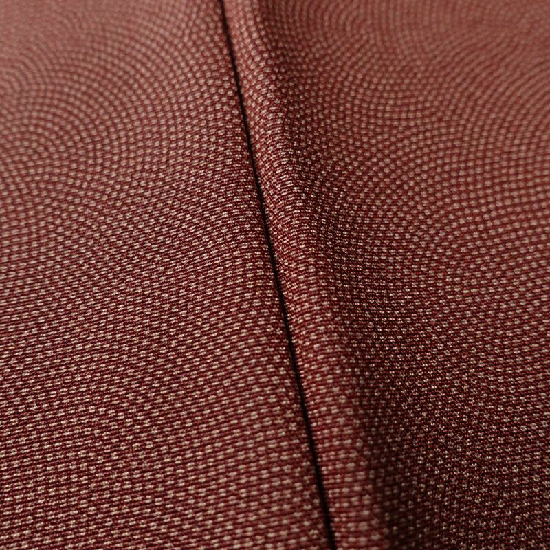 小紋 ポリエステル 鮫小紋 流水・波柄 袷仕立て 身丈160cm 裄丈66cm リサイクル着物 着物 小豆・エンジ_画像11