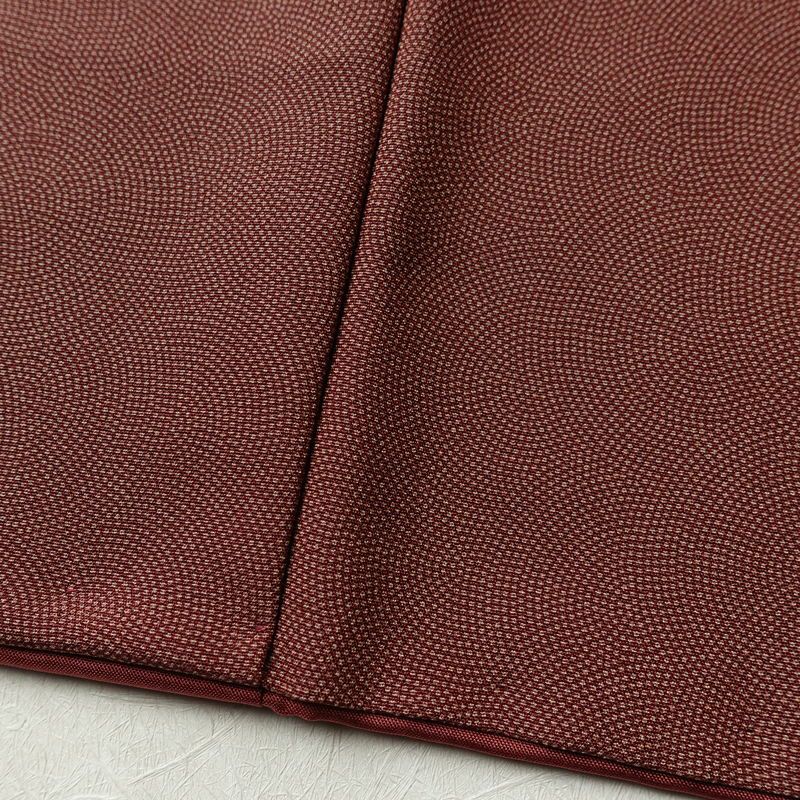 小紋 ポリエステル 鮫小紋 流水・波柄 袷仕立て 身丈160cm 裄丈66cm リサイクル着物 着物 小豆・エンジ_画像12