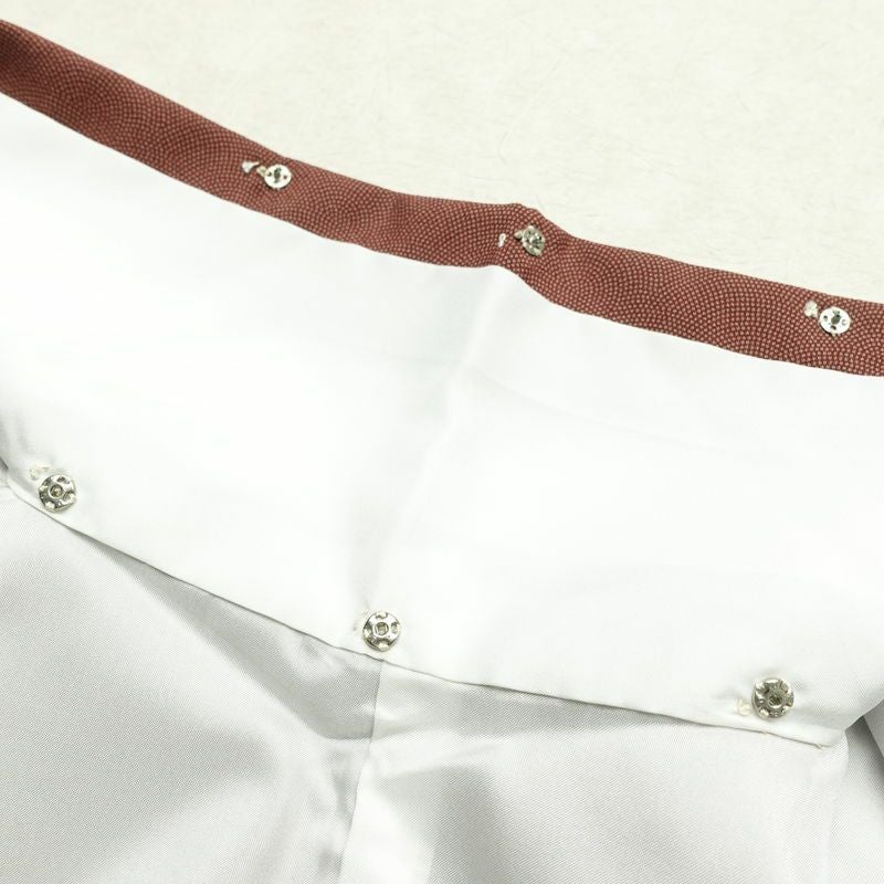 小紋 ポリエステル 鮫小紋 流水・波柄 袷仕立て 身丈160cm 裄丈66cm リサイクル着物 着物 小豆・エンジ_画像20