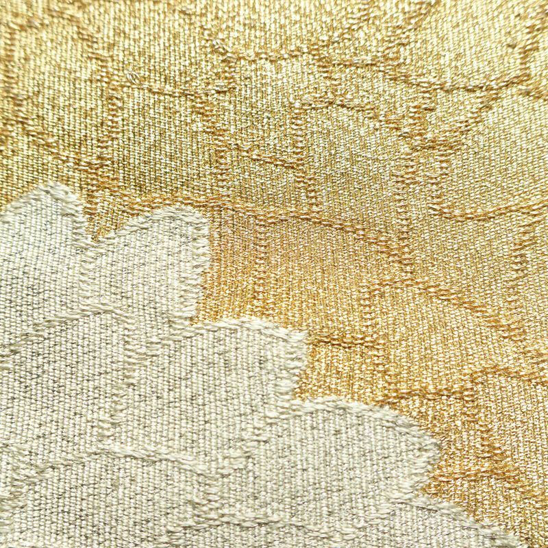 名古屋帯 全通柄 正絹 花柄 松葉仕立て なごや帯 リサイクル帯 帯 菊 金・銀_画像3