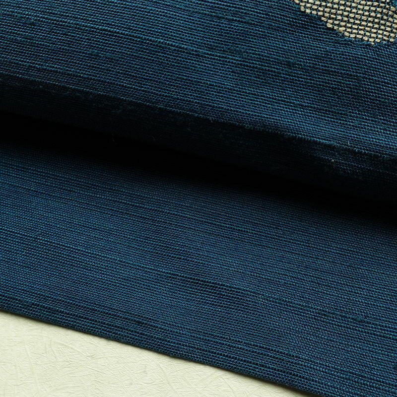 名古屋帯 太鼓柄 正絹 花柄 名古屋仕立て なごや帯 リサイクル帯 帯 モダン 青・紺_画像8