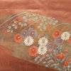 名古屋帯 太鼓柄 良品 正絹 花柄 名古屋仕立て なごや帯 リサイクル帯 帯 引箔 萩 菊 茶_画像2