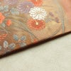 名古屋帯 太鼓柄 良品 正絹 花柄 名古屋仕立て なごや帯 リサイクル帯 帯 引箔 萩 菊 茶_画像12