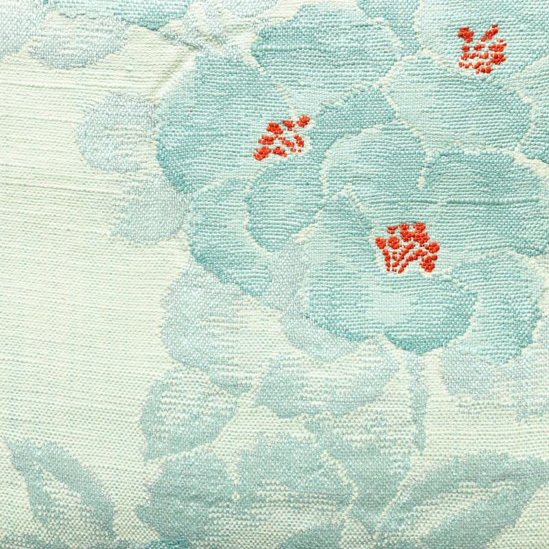 名古屋帯 六通柄 正絹 花柄 松葉仕立て なごや帯 リサイクル帯 帯 紬地 青・紺_画像2