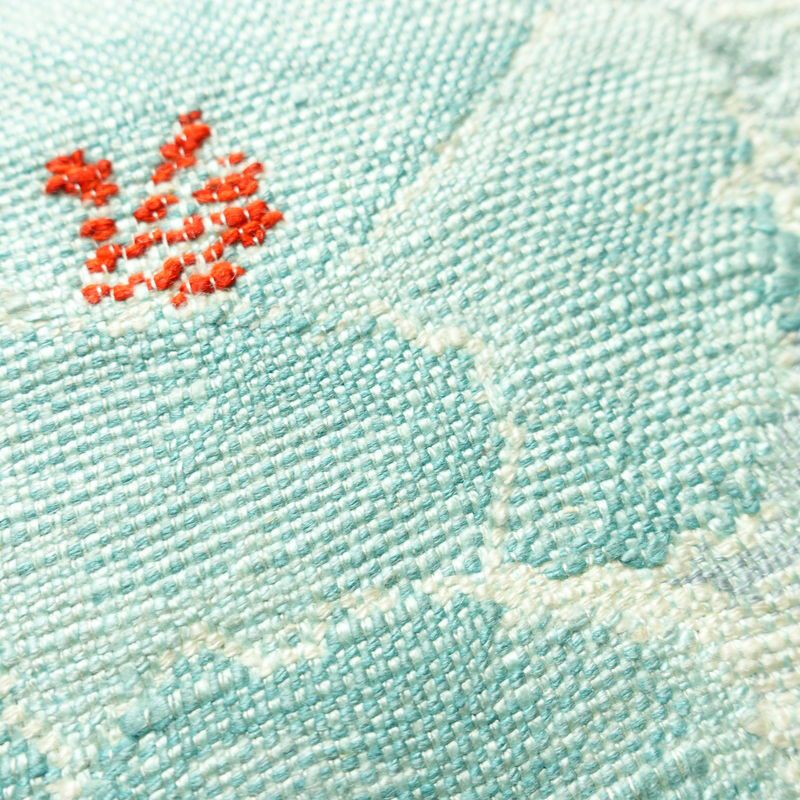 名古屋帯 六通柄 正絹 花柄 松葉仕立て なごや帯 リサイクル帯 帯 紬地 青・紺_画像5