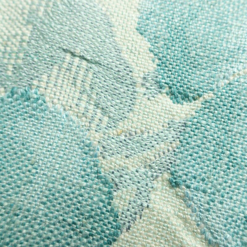 名古屋帯 六通柄 正絹 花柄 松葉仕立て なごや帯 リサイクル帯 帯 紬地 青・紺_画像15