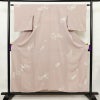 単衣 小紋 縮緬 正絹 花柄 単衣仕立て 飛び柄 身丈153cm 裄丈62.5cm 上品 くすみピンク ピンク_画像1
