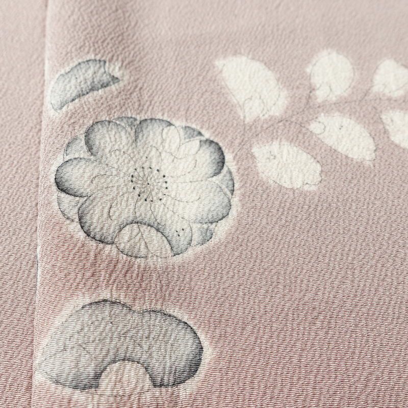 単衣 小紋 縮緬 正絹 花柄 単衣仕立て 飛び柄 身丈153cm 裄丈62.5cm 上品 くすみピンク ピンク_画像8