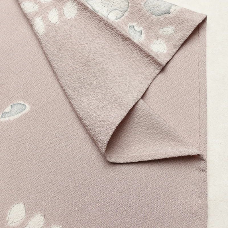 単衣 小紋 縮緬 正絹 花柄 単衣仕立て 飛び柄 身丈153cm 裄丈62.5cm 上品 くすみピンク ピンク_画像13