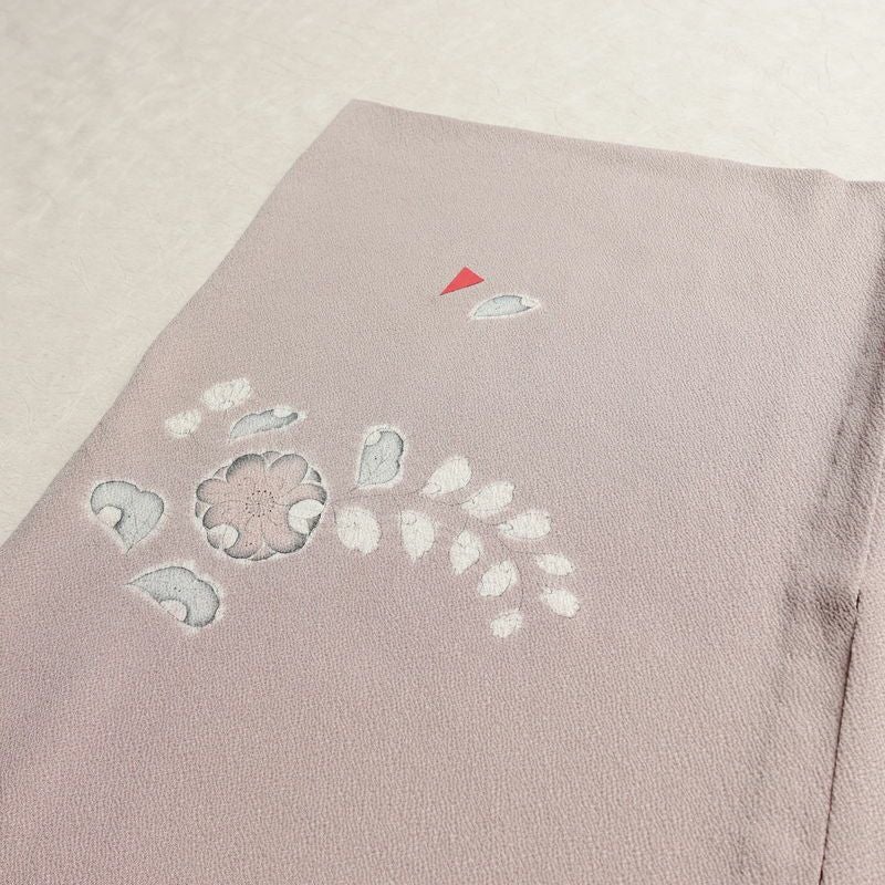 単衣 小紋 縮緬 正絹 花柄 単衣仕立て 飛び柄 身丈153cm 裄丈62.5cm 上品 くすみピンク ピンク_画像15