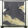 付け下げ 美品 落款入り しつけ糸付き 正絹 人物・動物柄 袷仕立て 身丈148cm 裄丈61.5cm リサイクル着物 着物 箔 紫・藤色_画像1