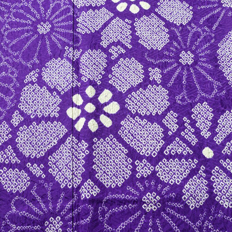 振袖 絞り 総絞り 正絹 花柄 袷仕立て 身丈159.5cm 裄丈65cm リサイクル着物 着物 成人式 二十歳 二十歳の集い フォーマル 紫・藤色_画像6