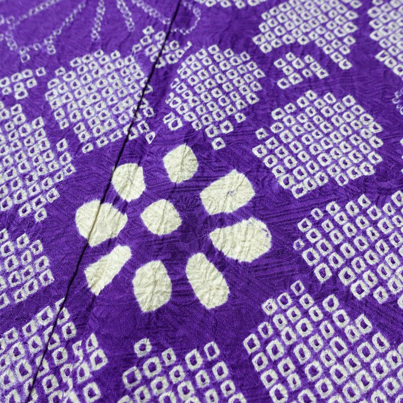 振袖 絞り 総絞り 正絹 花柄 袷仕立て 身丈159.5cm 裄丈65cm リサイクル着物 着物 成人式 二十歳 二十歳の集い フォーマル 紫・藤色_画像7