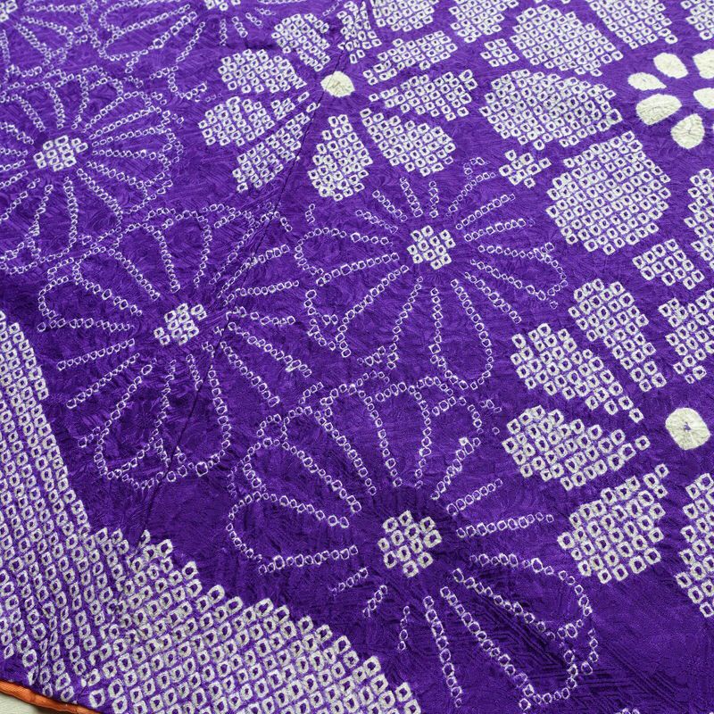 振袖 絞り 総絞り 正絹 花柄 袷仕立て 身丈159.5cm 裄丈65cm リサイクル着物 着物 成人式 二十歳 二十歳の集い フォーマル 紫・藤色_画像13