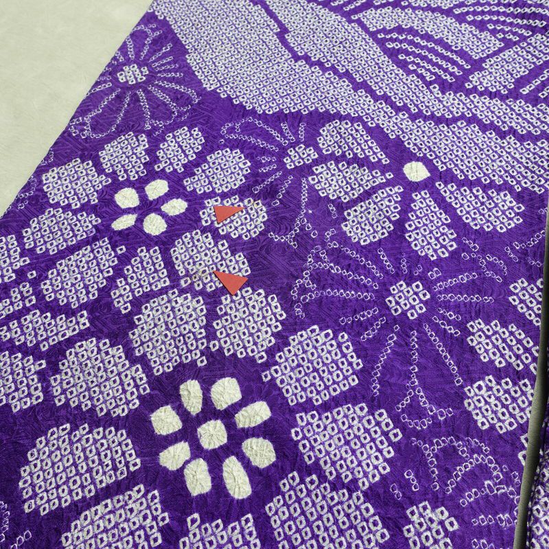 振袖 絞り 総絞り 正絹 花柄 袷仕立て 身丈159.5cm 裄丈65cm リサイクル着物 着物 成人式 二十歳 二十歳の集い フォーマル 紫・藤色_画像14