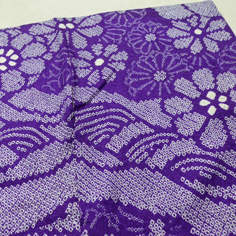 振袖 絞り 総絞り 正絹 花柄 袷仕立て 身丈159.5cm 裄丈65cm リサイクル着物 着物 成人式 二十歳 二十歳の集い フォーマル 紫・藤色_画像16