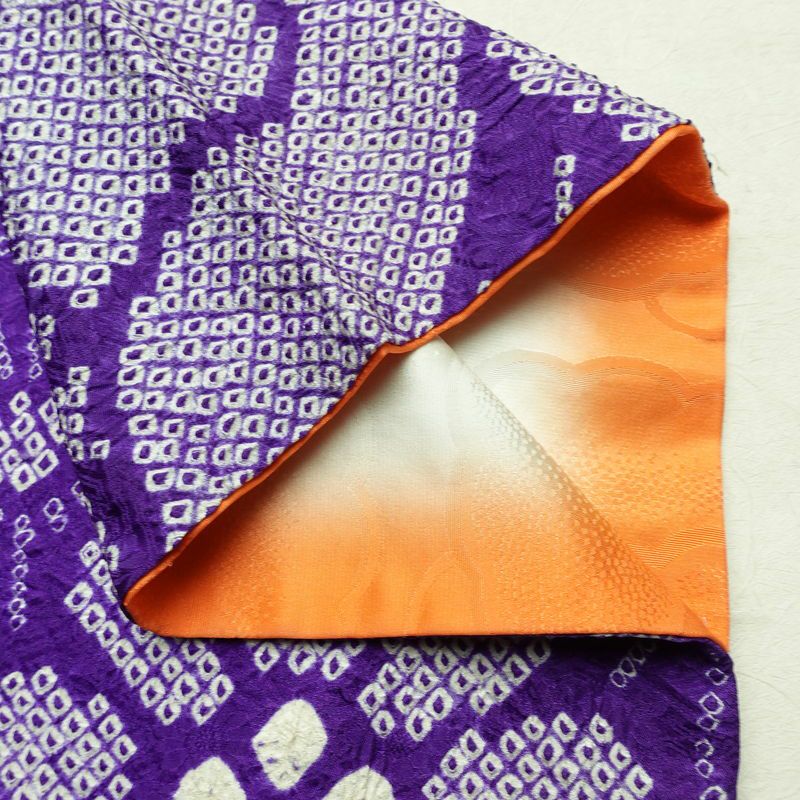 振袖 絞り 総絞り 正絹 花柄 袷仕立て 身丈159.5cm 裄丈65cm リサイクル着物 着物 成人式 二十歳 二十歳の集い フォーマル 紫・藤色_画像17