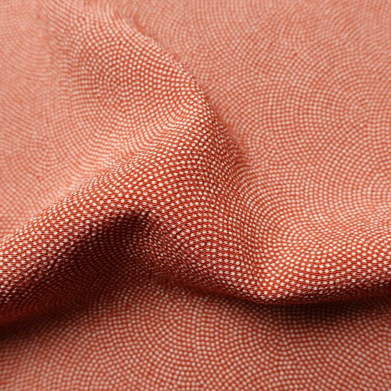 単衣 小紋 鮫小紋 美品 縮緬 しつけ糸付き ポリエステル 単衣仕立て 身丈166cm 裄丈66.5cm リサイクル着物 着物 銀朱 赤・朱_画像21