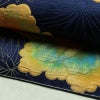 名古屋帯 六通柄 良品 ふくれ織 正絹 花柄 名古屋仕立て なごや帯 リサイクル帯 帯 青・紺_画像7
