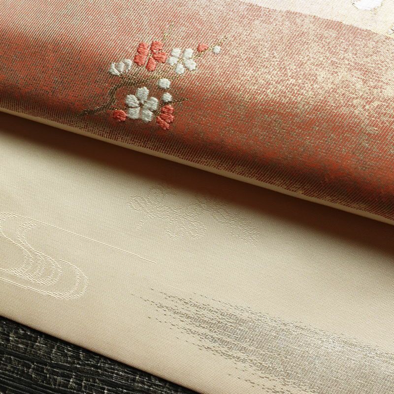 名古屋帯 太鼓柄 良品 正絹 古典柄 名古屋仕立て なごや帯 リサイクル帯 帯 引箔 扇子 ピンク_画像6