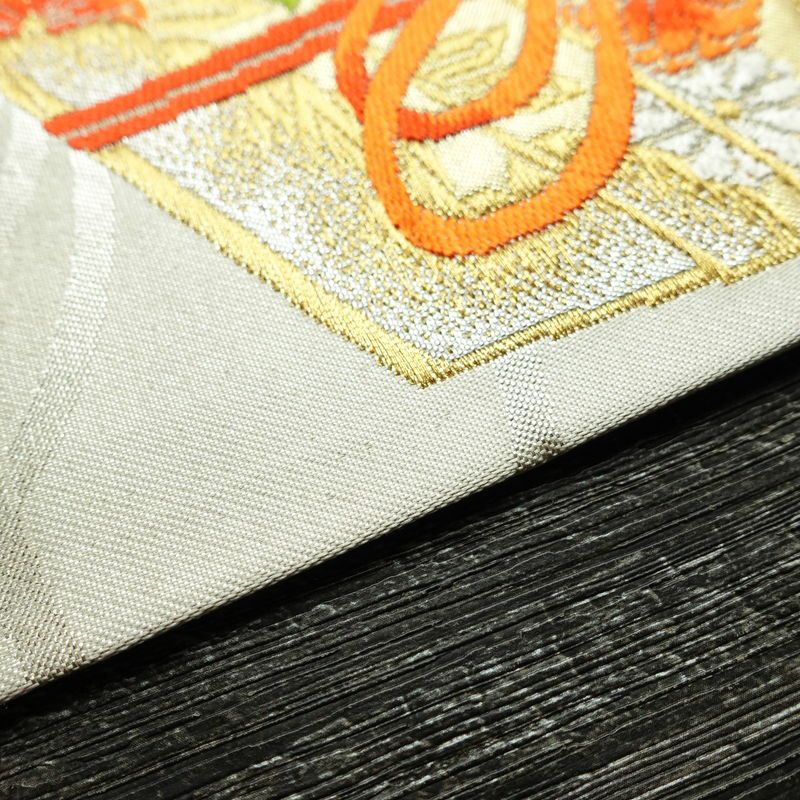 名古屋帯 太鼓柄 良品 正絹 古典柄 名古屋仕立て なごや帯 リサイクル帯 帯 金・銀_画像12