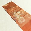 名古屋帯 六通柄 良品 正絹 花柄 名古屋仕立て なごや帯 ポケット付き リサイクル帯 帯 箔 橙_画像16