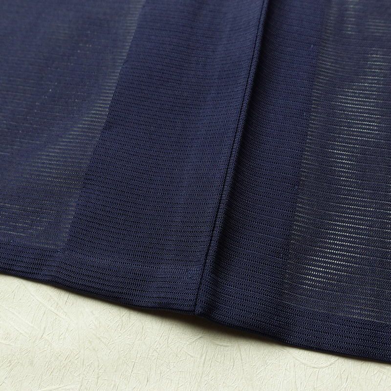 盛夏 色無地 良品 絽 しつけ糸付き ポリエステル 無地 単衣仕立て 身丈163.5cm 裄丈64cm リサイクル着物 着物 薄物 お茶会 シンプル 青・紺_画像11