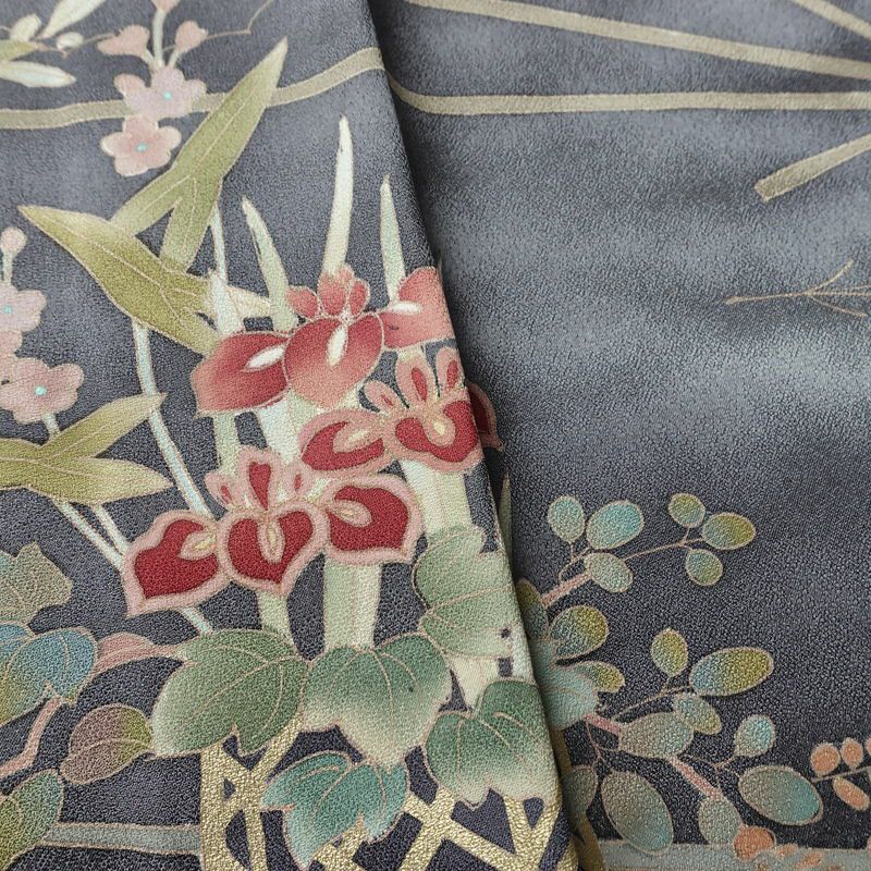 訪問着 良品 正絹 花柄 袷仕立て 身丈165cm 裄丈67cm リサイクル着物 着物 箔 共八掛 金彩 入学式 卒業式 七五三 お宮参り フォーマル 青・紺_画像11