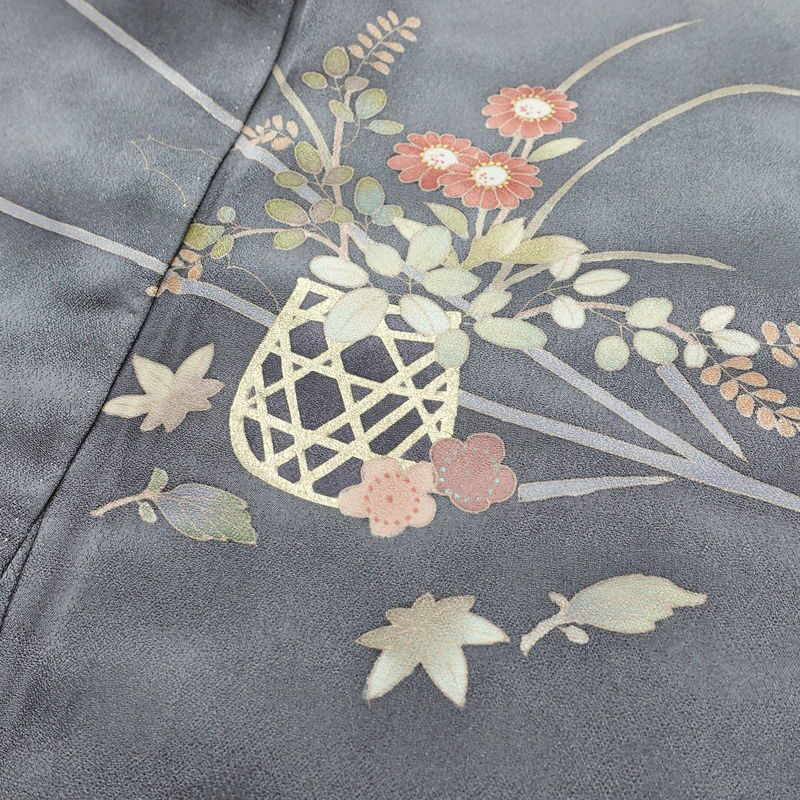 訪問着 良品 正絹 花柄 袷仕立て 身丈165cm 裄丈67cm リサイクル着物 着物 箔 共八掛 金彩 入学式 卒業式 七五三 お宮参り フォーマル 青・紺_画像18