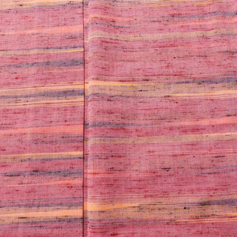 単衣 紬 良品 バチ衿仕立て 正絹 縞柄・線柄 単衣仕立て 身丈151.5cm 裄丈63cm リサイクル着物 着物 紬地 ピンク_画像5