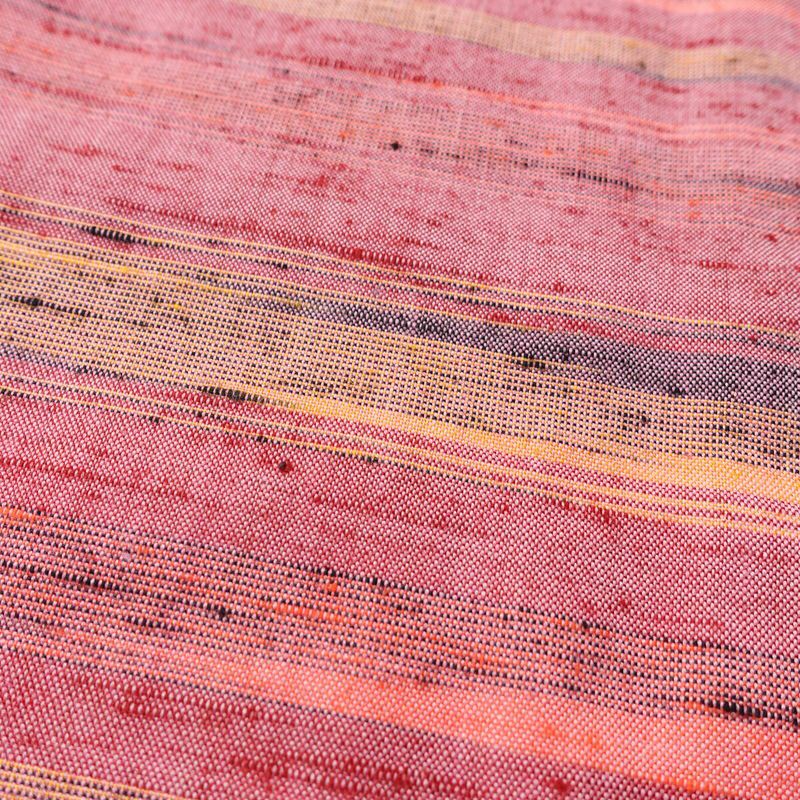 単衣 紬 良品 バチ衿仕立て 正絹 縞柄・線柄 単衣仕立て 身丈151.5cm 裄丈63cm リサイクル着物 着物 紬地 ピンク_画像6