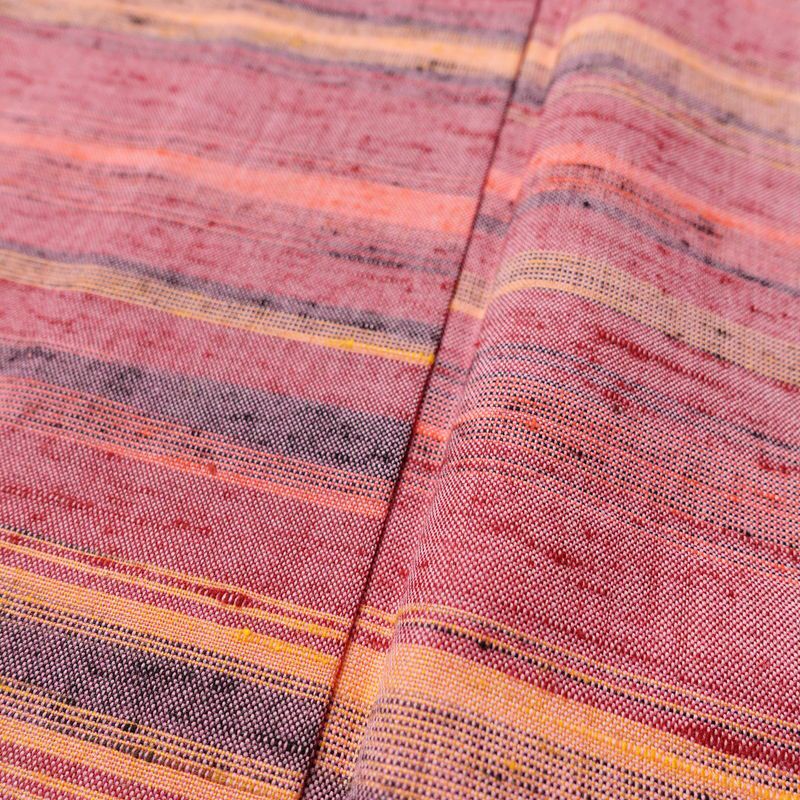 単衣 紬 良品 バチ衿仕立て 正絹 縞柄・線柄 単衣仕立て 身丈151.5cm 裄丈63cm リサイクル着物 着物 紬地 ピンク_画像8