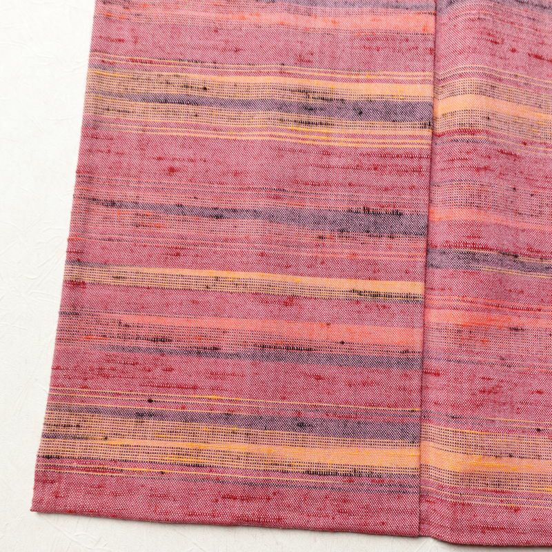 単衣 紬 良品 バチ衿仕立て 正絹 縞柄・線柄 単衣仕立て 身丈151.5cm 裄丈63cm リサイクル着物 着物 紬地 ピンク_画像11