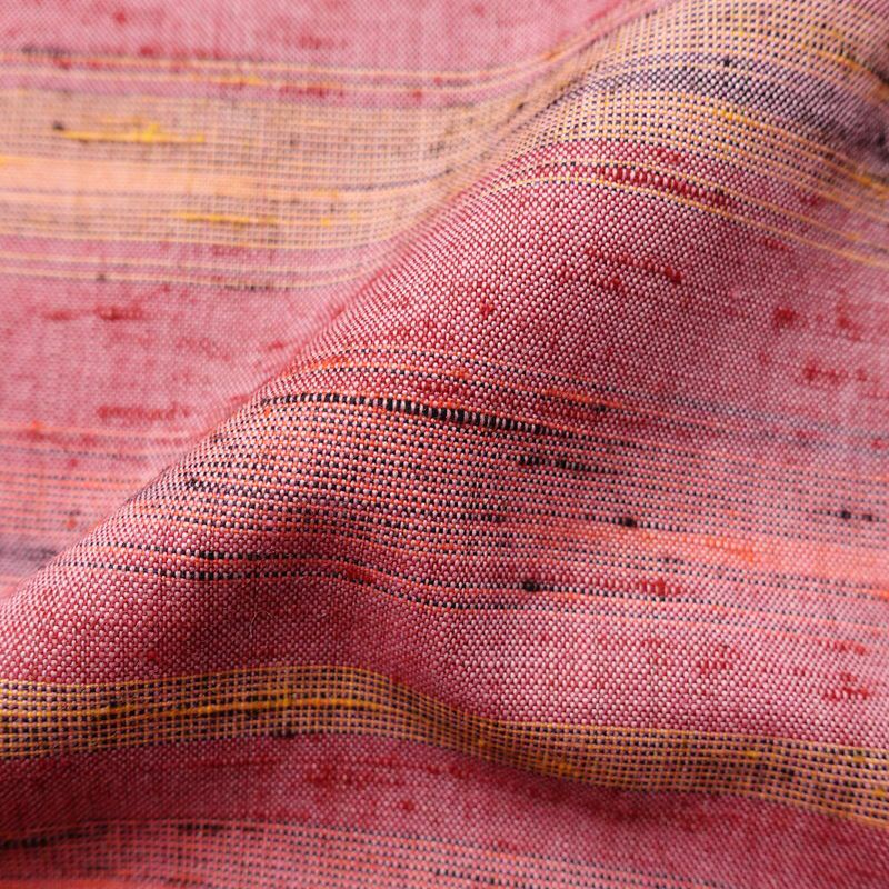 単衣 紬 良品 バチ衿仕立て 正絹 縞柄・線柄 単衣仕立て 身丈151.5cm 裄丈63cm リサイクル着物 着物 紬地 ピンク_画像19