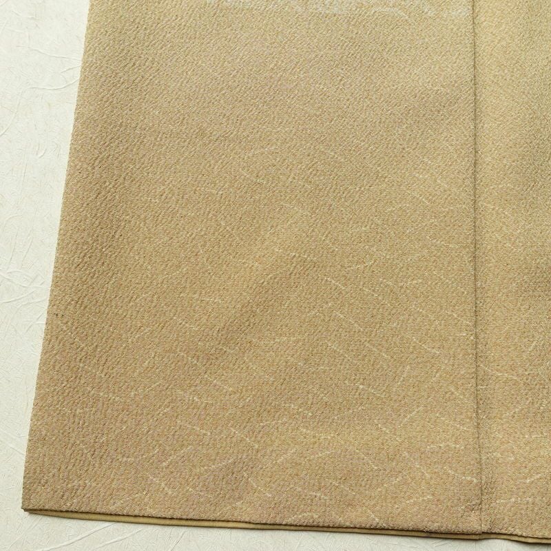 小紋 縮緬 飛び柄 混紡 幾何学柄・抽象柄 袷仕立て 身丈165cm 裄丈63cm リサイクル着物 着物 ベージュ_画像11