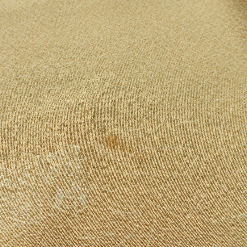 小紋 縮緬 飛び柄 混紡 幾何学柄・抽象柄 袷仕立て 身丈165cm 裄丈63cm リサイクル着物 着物 ベージュ_画像13