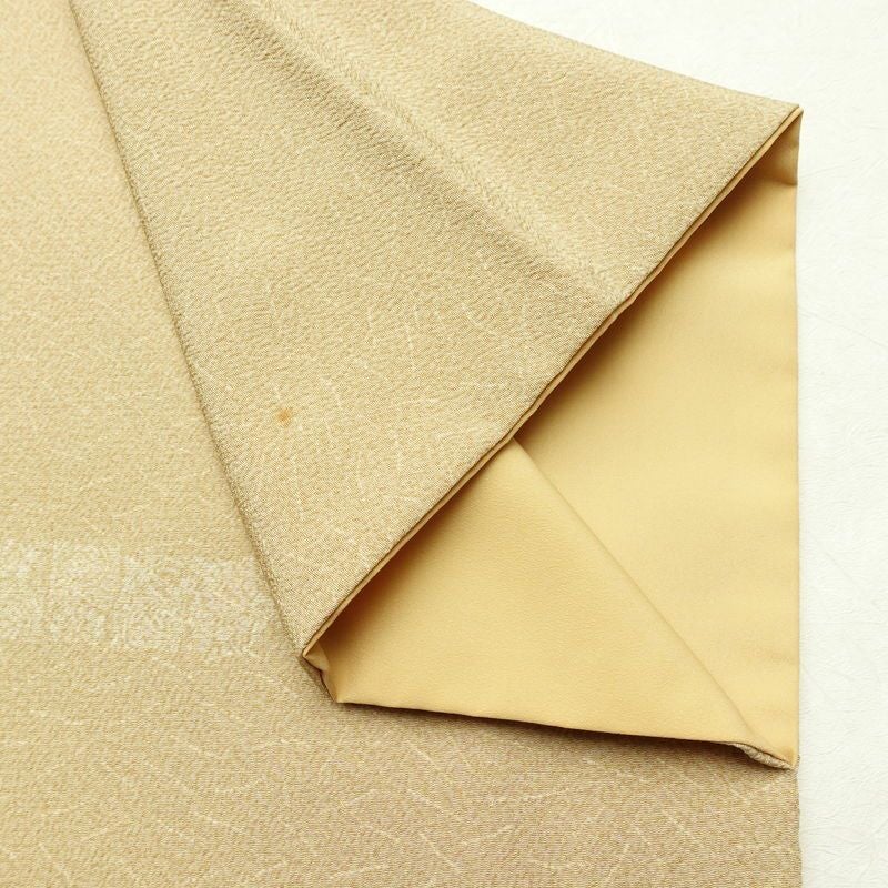 小紋 縮緬 飛び柄 混紡 幾何学柄・抽象柄 袷仕立て 身丈165cm 裄丈63cm リサイクル着物 着物 ベージュ_画像16