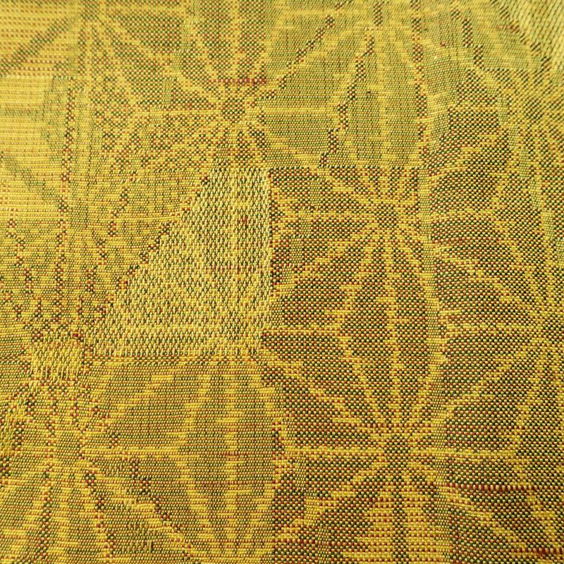 単衣 紬 正絹 麻の葉柄 単衣仕立て 身丈154cm 裄丈63cm リサイクル着物 着物 モダン 紬地 黄・黄土色_画像7