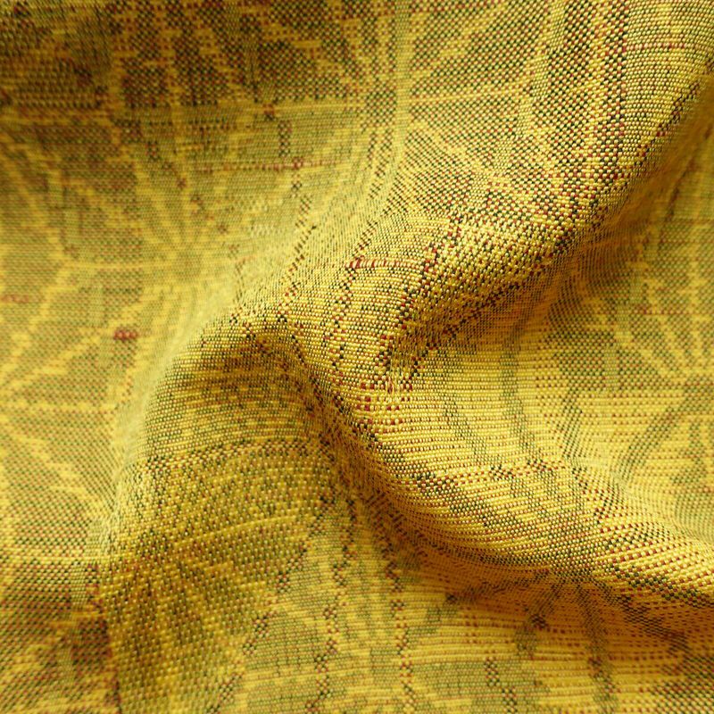単衣 紬 正絹 麻の葉柄 単衣仕立て 身丈154cm 裄丈63cm リサイクル着物 着物 モダン 紬地 黄・黄土色_画像20