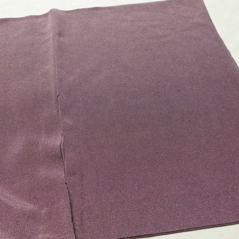 単衣 色無地 鮫小紋 縮緬 一つ紋付き 正絹 流水・波柄 単衣仕立て 身丈156.5cm 裄丈63cm リサイクル着物 着物 お茶会 紫・藤色_画像14